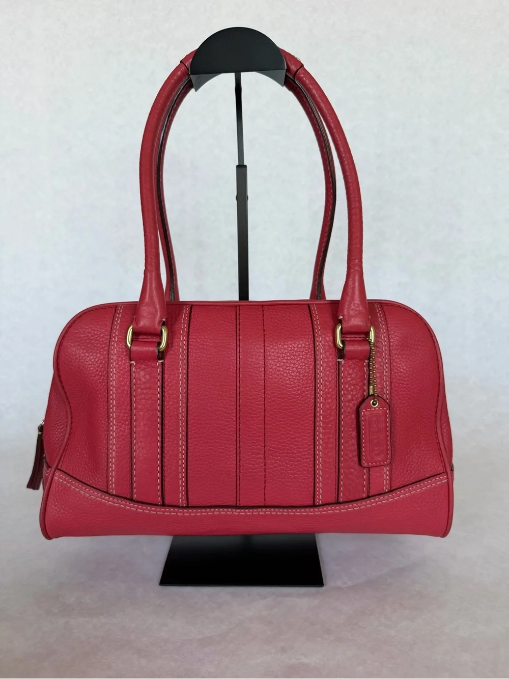 Coach 10323 Pink/Coral Pebbled Leather Satchel Bag Y2K Vintage 2010